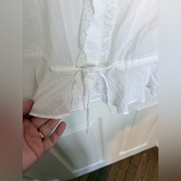 J.Crew Lace-Trim Cinched-Waist Cotton Voile Top – White – Size XS | Romantic - Picture 10 of 14